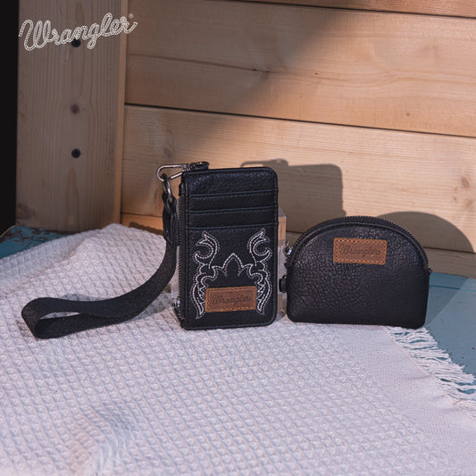 WG145-W007BK | WRANGLER EMBROIDERED 3PC WRISTLET - BLACK