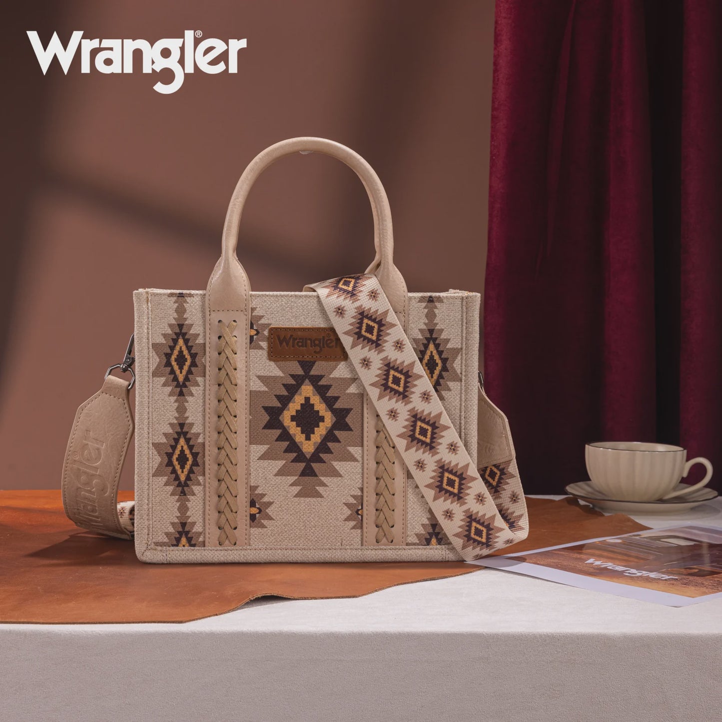 WG226-8120STN | WRANGLER AZTEC DUAL SIDED CROSSBODY - TAN