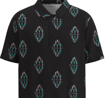 HP034BKAZ | HOOEY MEN'S THE WEEKENDER BLACK&TURQUOISE AZTEC POLO