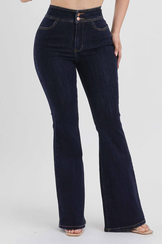 EP5115 | VIBRANT WOMEN'S HIGH RISE DARK STONE FLARE JEAN