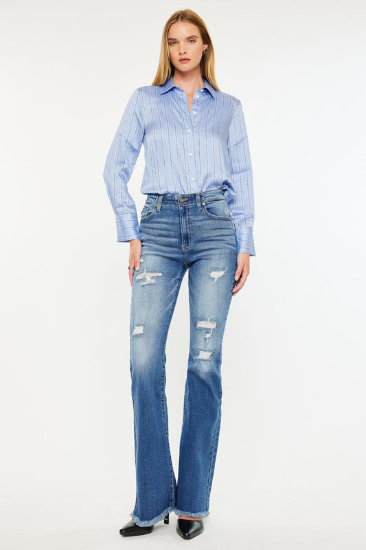KC9322M | KANCAN WOMENS HIGH RISE FLARE JEAN
