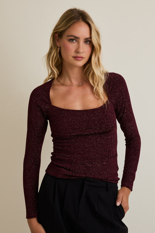 AT3594-2 | WOMENS L/S SQUARE NECK RIB TOP