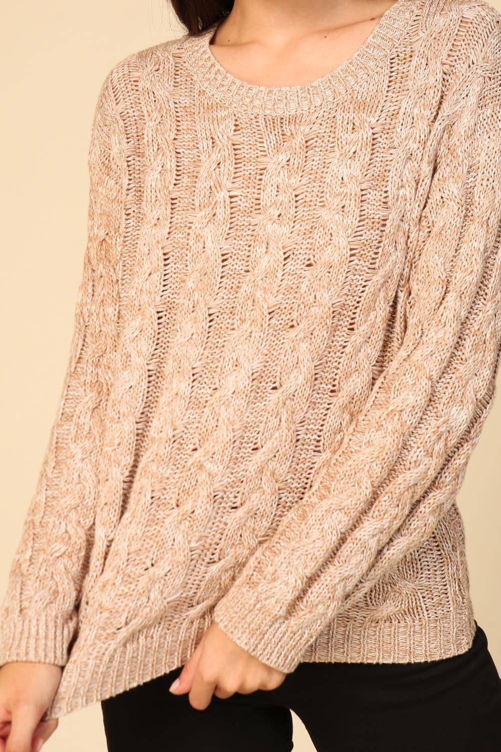 NT18650 | WOMENS CABLE KNIT SWEATER