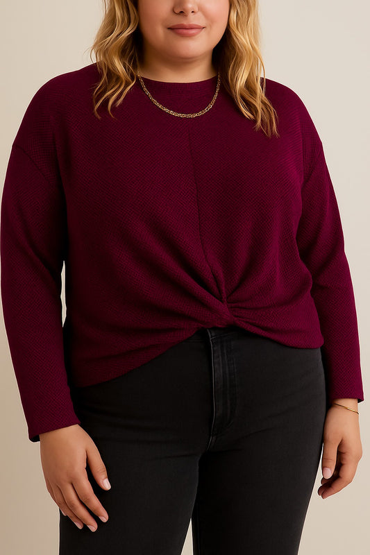 XAT3411-3 | WOMENS PLUS L/S TWIST TOP