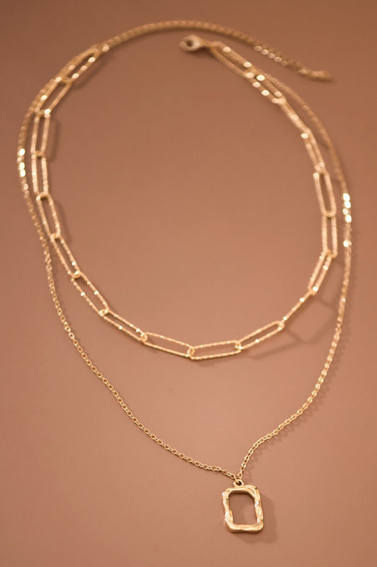 18K NON-TARNISH STAINLESS STEEL LAYERED CHAIN NECKLACE