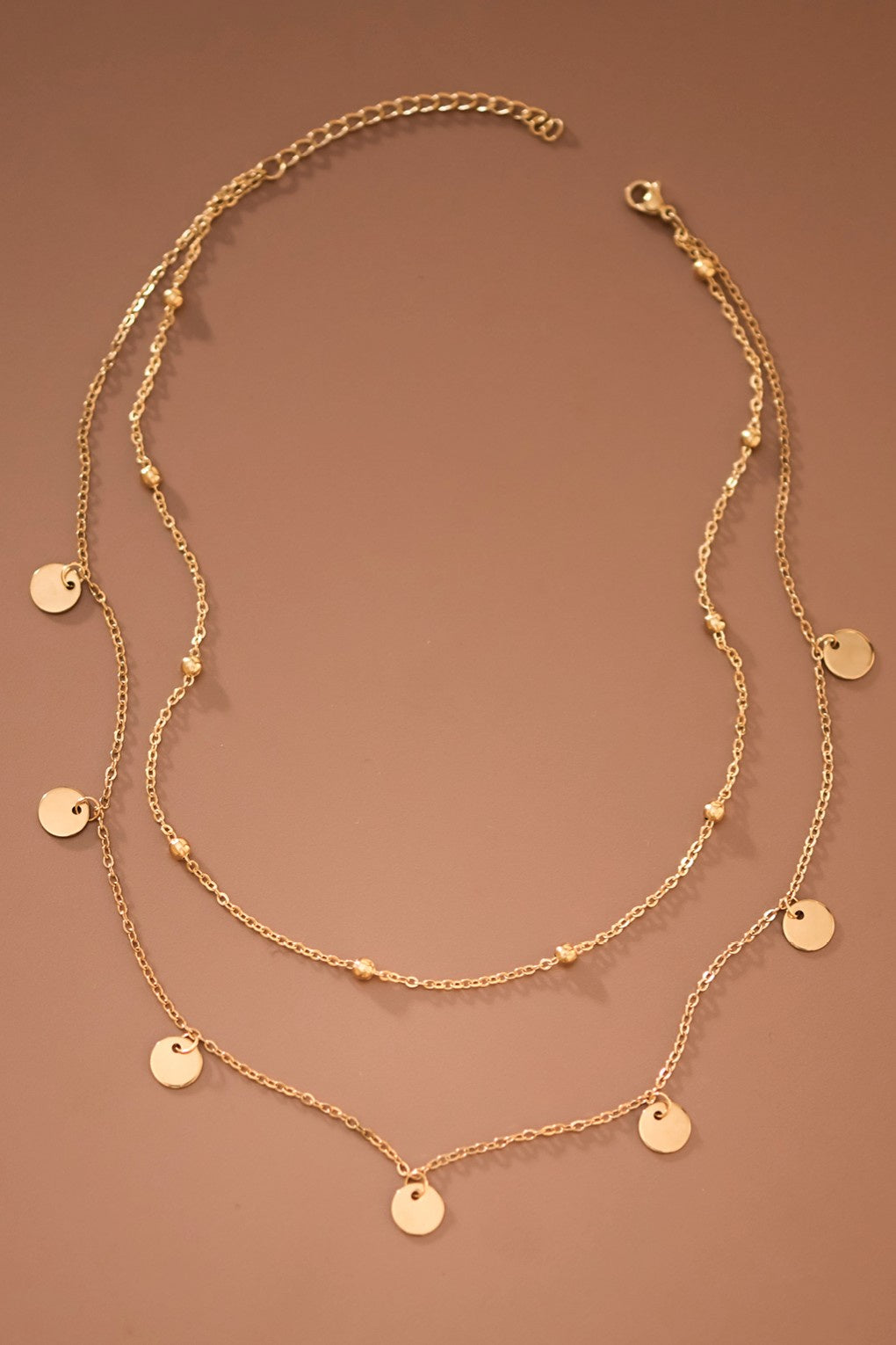 18K NIN-TARNISH 2PC LAYERED STAINLESS STEEL CHAIN NECKLACE
