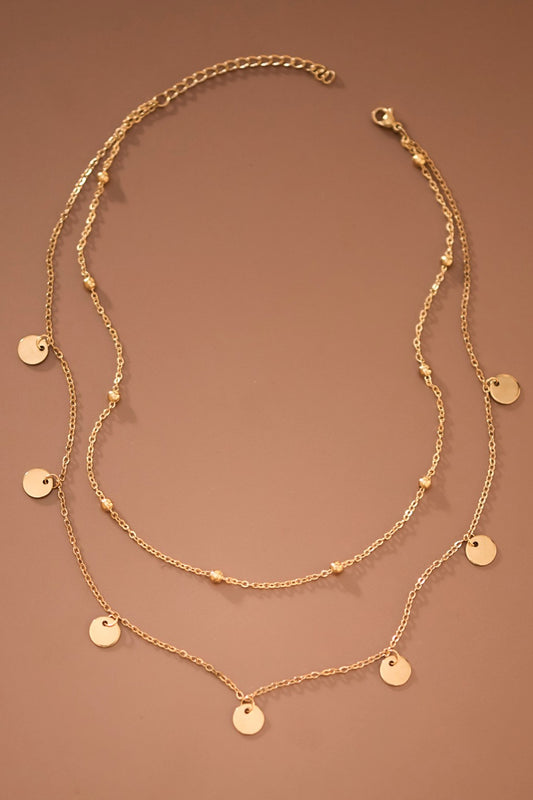 18K NIN-TARNISH 2PC LAYERED STAINLESS STEEL CHAIN NECKLACE