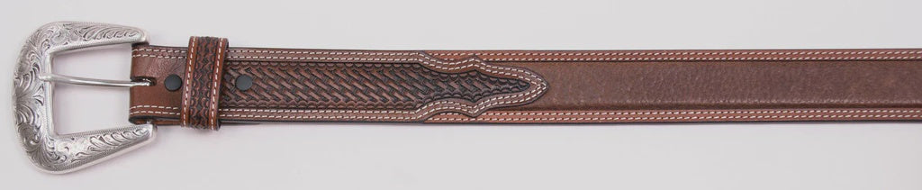 2778 | COWBOY CHROME MEN'S DARK BROWN DOUBLE STITCHED BORDER BELT