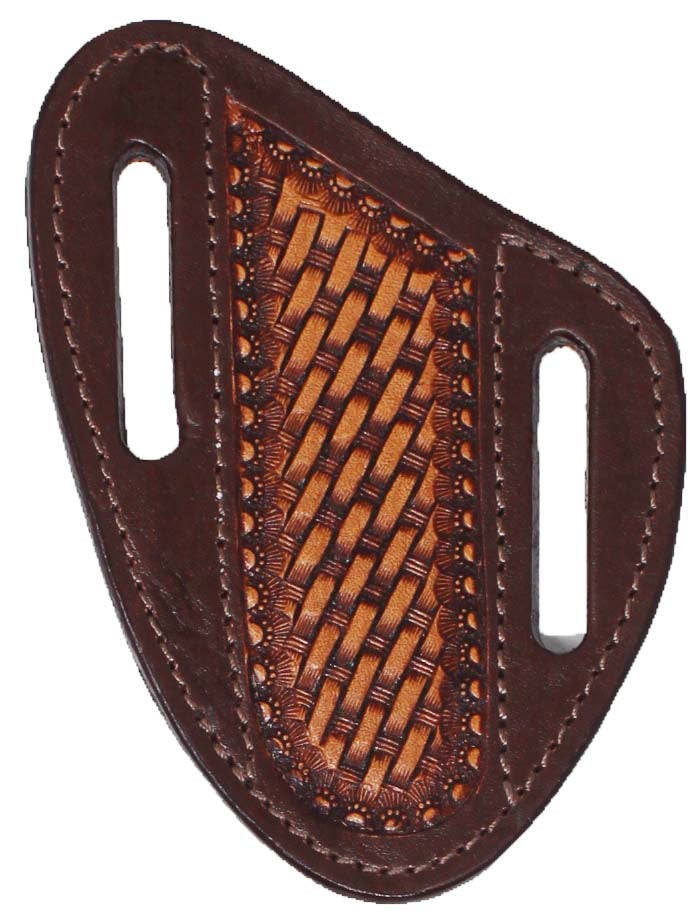 29RST08B | CHALLENGER BELTS BASKET WEAVED TOOLED LEATHER KNIFE SHEATH