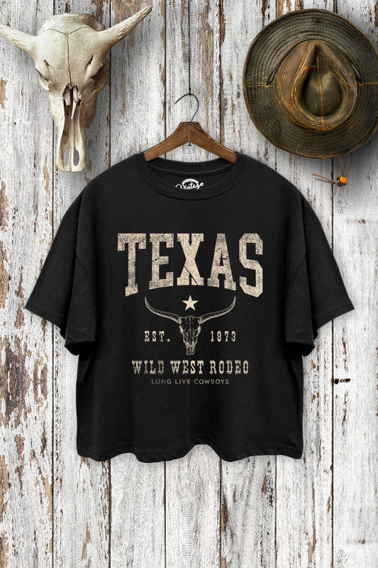 TC550-P6918 | WOMENS TEXAS SKULL CROPPED TEE