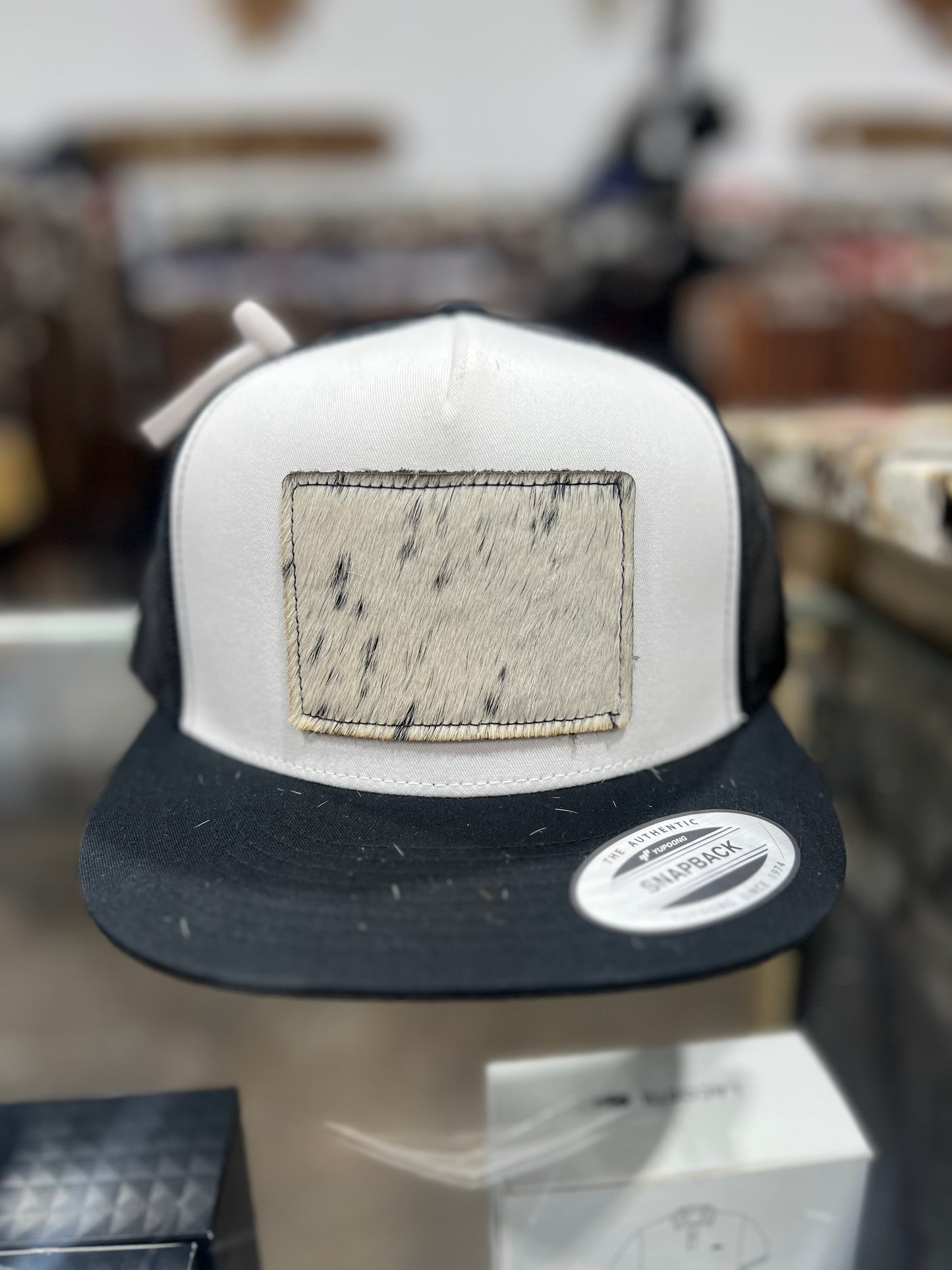 *NEW Cowhide Patch Caps
