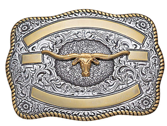 3807213 | CRUMRINE ANTIQUE SILVER/GOLD LONGHORN BUCKLE BUCKLE