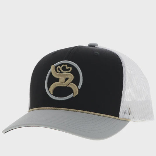 4031T-BKWH | HOOEY STRAP ROUGHY BLAC/WHITE WITH GOLD CAP