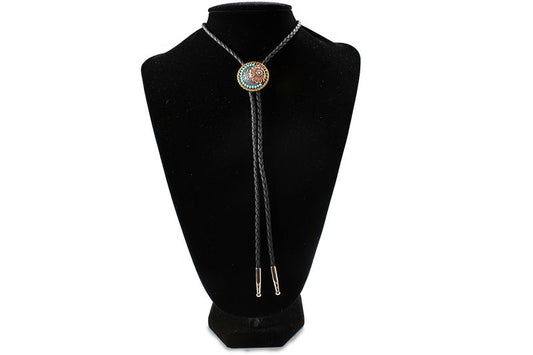 22411 | DOUBLE S TURQUOISE STONE FLOWER BOLO TIE