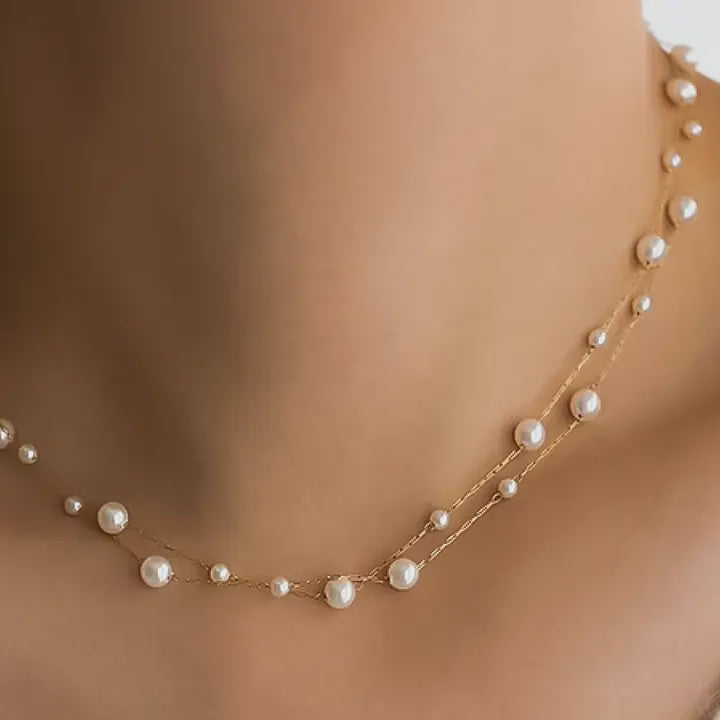 18K GOLD PLATED STAINLESS STEEL PEARL NECKLACE