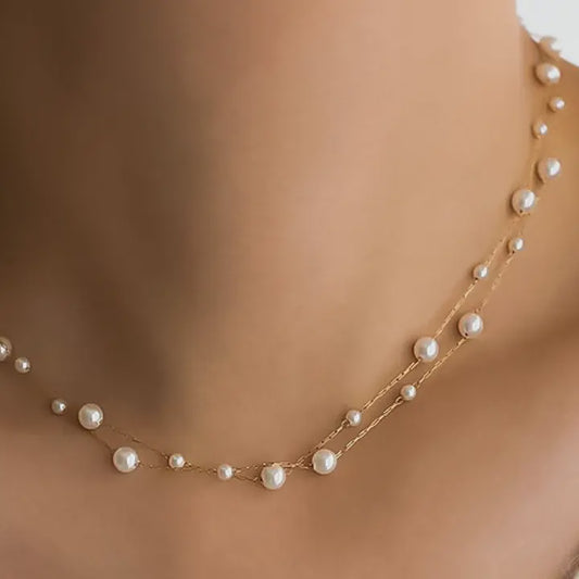 18K GOLD PLATED STAINLESS STEEL PEARL NECKLACE