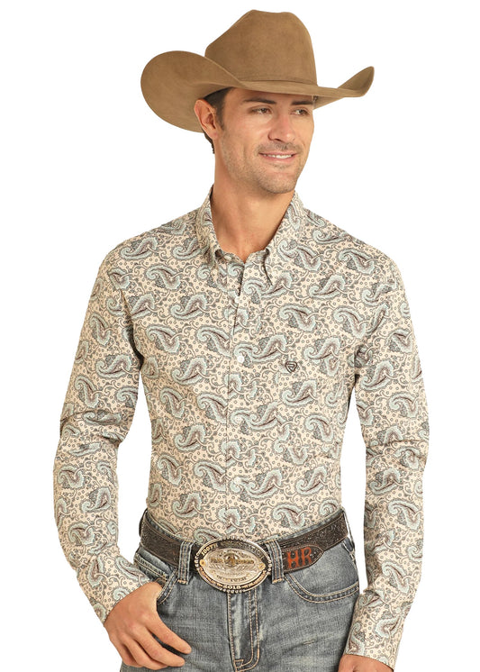 BMB2S04730 | ROCK & ROLL MEN'S NATURAL PAISLEY LS SHIRT