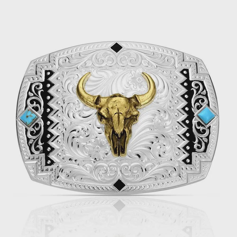 56100-1015 | MONTANA SILVERSMITH FILIGREE SCROLL BUFFALO SKULL BUCKLE
