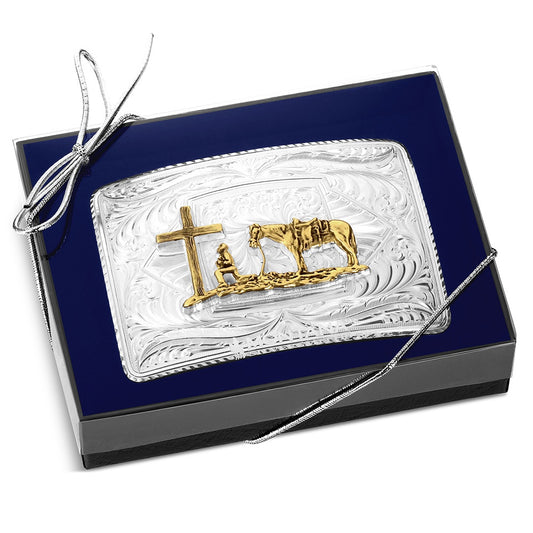 59200-731 | MONTANA SILVERSMITHS WESTERN PRAYING COWBOY BUCKLE 2 TONE