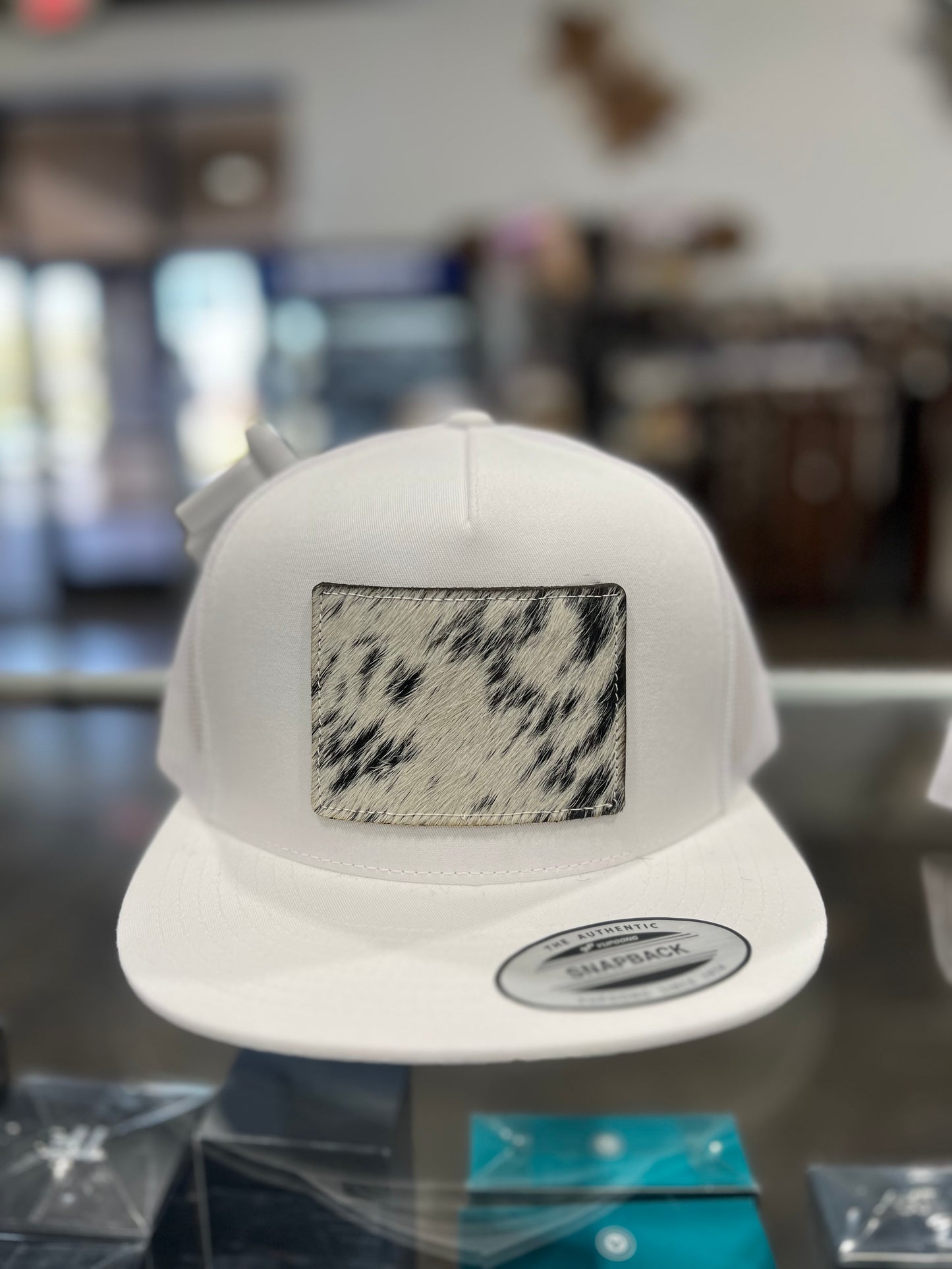 *NEW Cowhide Patch Caps