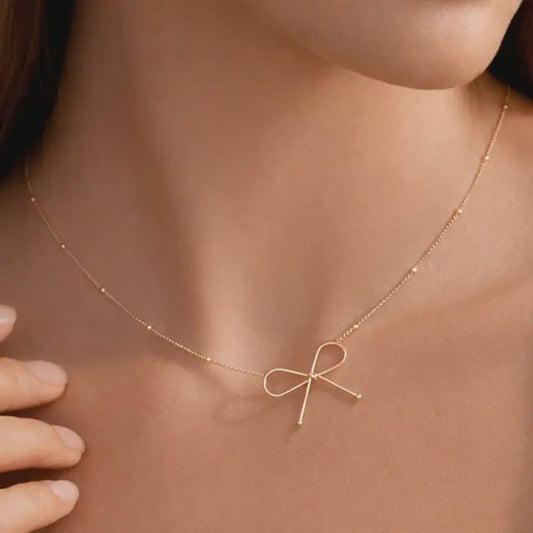 18K GOLD PLATED BOWE NECKLACE - 7649