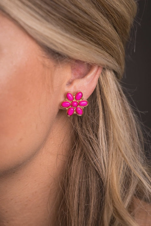 E709GPNK | WEST & CO PINK AND GOLD FLOWER STUD EARRINGS