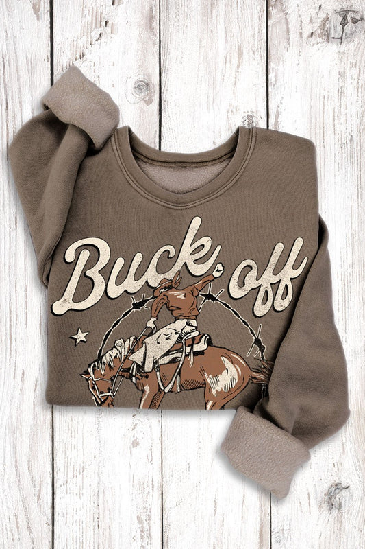 HL9039SWB | HRT&LUV WOMEN'S BUCK OFF AND FIND OUT GRAPHIC SWEATSHIRT
