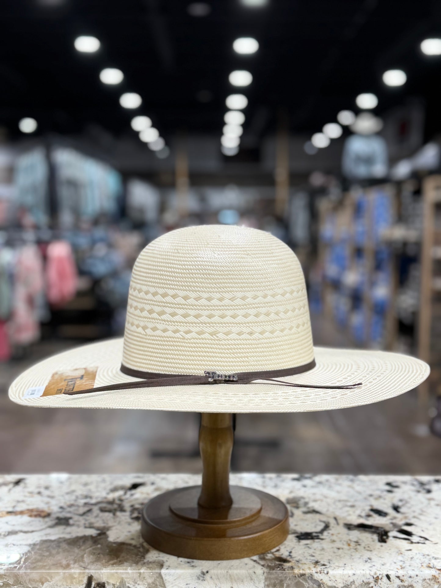 T70604OP | TWISTER STRAW TWO TONE SHANTUNG 30X OPEN CROWN 4 1/2 INCH BRIM