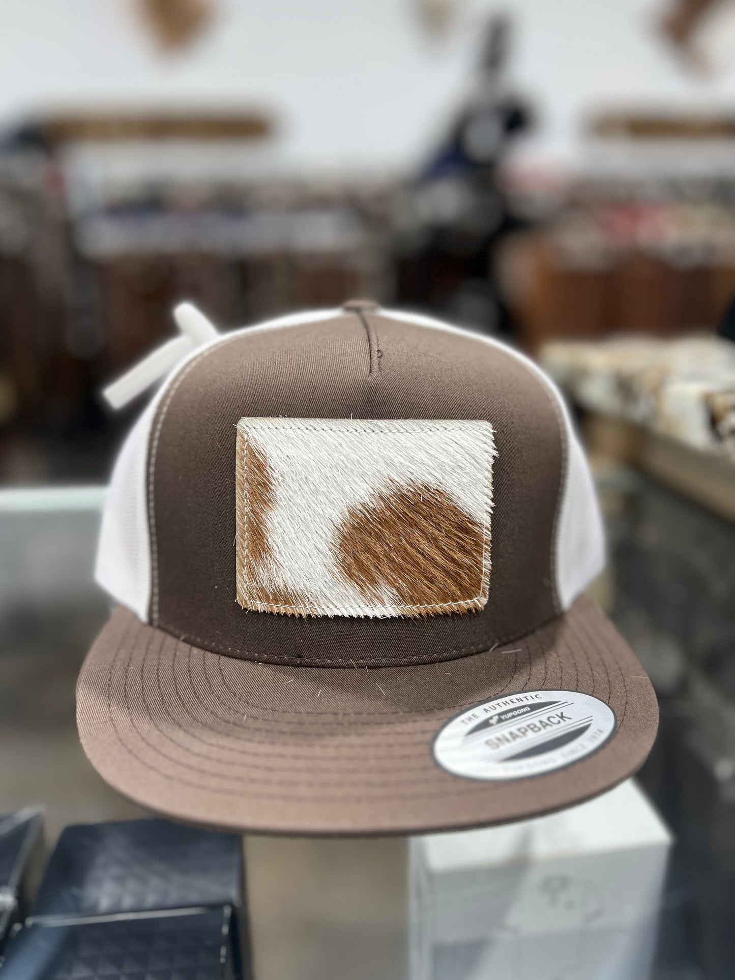 *NEW Cowhide Patch Caps