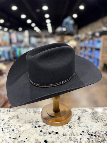 STETSON FELT 5X BLACK MEDALIST PRE-SHAPE 4 1/4 INCH BRIM
