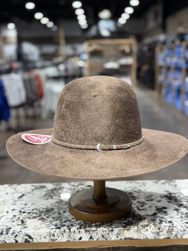 TACCHINOS FELT 10X GRIZZLY MUFLONE OPEN CROWN 4 1/2 INCH BRIM
