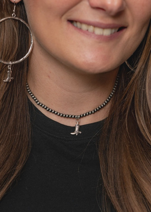 N1478 | WEST & CO DAINTY FAUX NAVAJO COWBOY BOOT CHARM NECKLACE