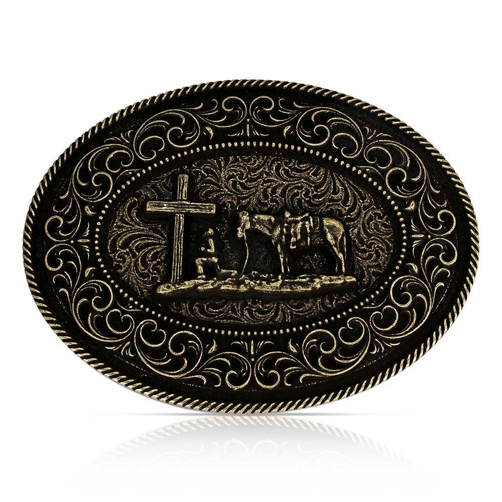 A1080C | ATTITUDE FAITH IN HIM CHRISTIAN COWBOY BUCKLE