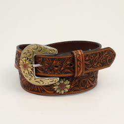 A1533508 | ARIAT WOMEN'S BROWN TOOLED SUNFLOWER BELT