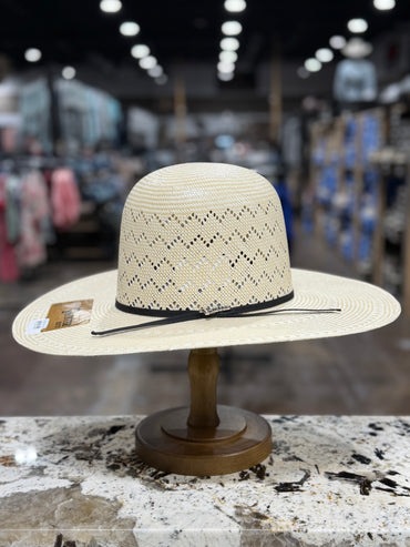 T70643OP | TWISTER STRAW TWO TONE SHANTUNG 30X OPEN CROWN 4 1/2 INCH BRIM