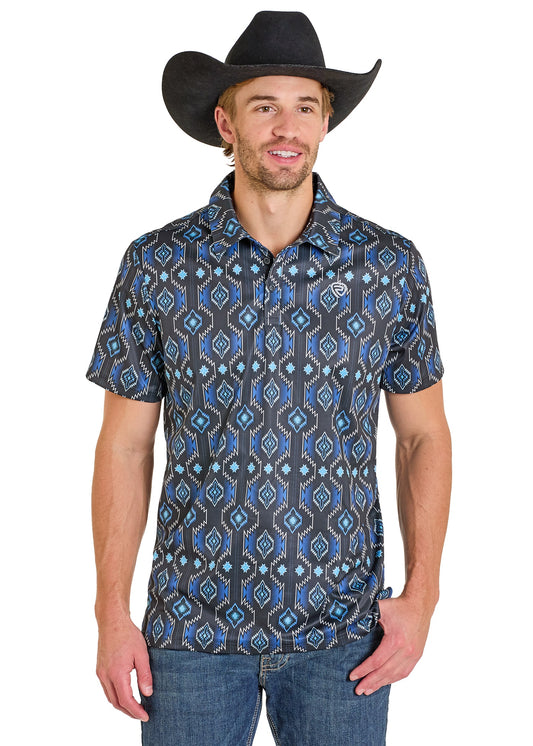 BM51T07685 | ROCK & ROLL MENS BLUE AZTEC POLO