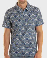 BM51T08719 | ROCK&ROLL MEN'S BLUE AZTEC PRINTED POLO