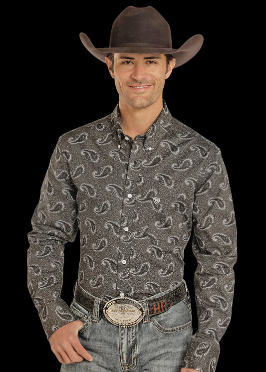 BMB2S04714 | ROCK & ROLL BLACK PAISLEY BUTTON UP