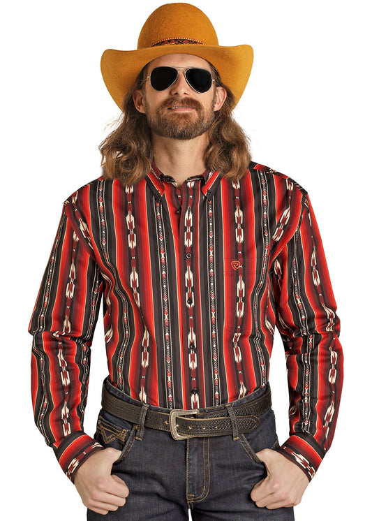 BMB2S07656 | ROCK & ROLL MENS STRIPE L/S BUTTON UP