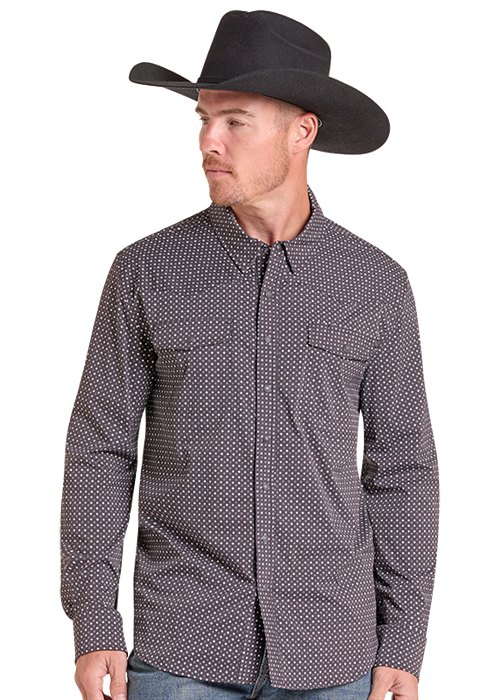 BMN2S09460 | ROCK & ROLL MENS TEK CORE GEO PRINT PEARL SNAP