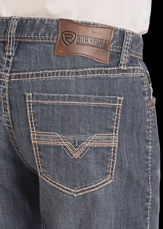 BMTBD04809 | ROCK&ROLL MEN'S RELAXED DOUBLE BARREL STACKABLE BOOTCUT JEAN - DARK WASH