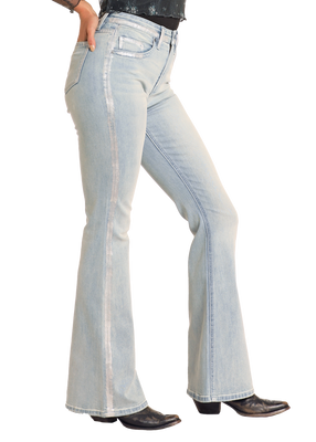 BW6HD04791 | ROCK & ROLL WOMEN'S HIGH RISE METALIC FLARE JEANS
