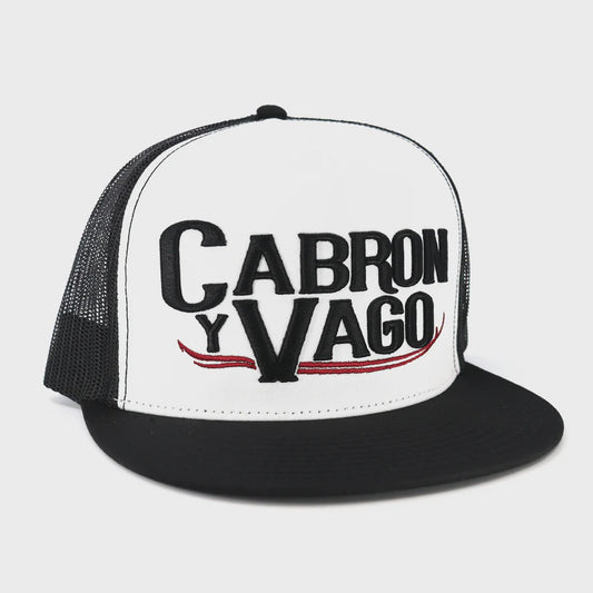 EL VIEJON CABRON Y VAGO BLACK/WHITE/BLACK FLAT VISOR CAP