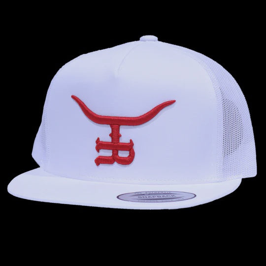 THE RANCH BLEEDING BULL FLAT BILL TRUCKER WHITE/WHITE