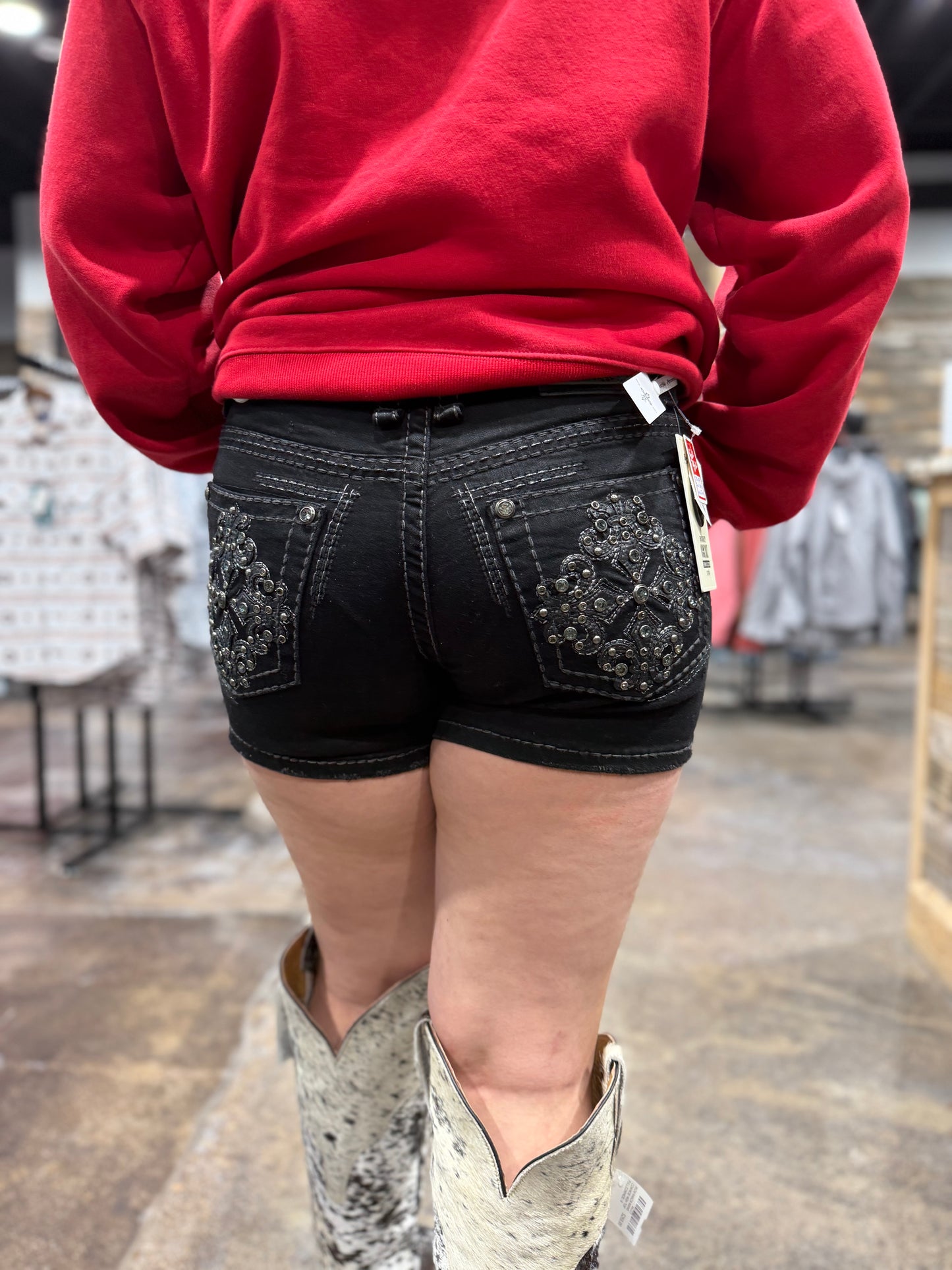 A1128-S | ANSWER ME WOMEN'S BLACK DENIM SHORTS - FINAL SALE
