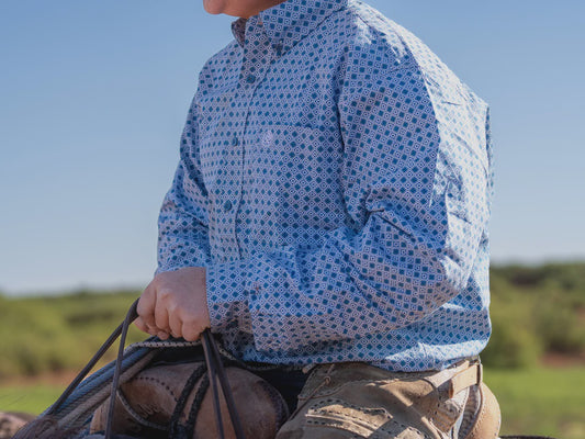 SKCL2023013 CUEROLINE BLUE STARS/LS/ SHIRT