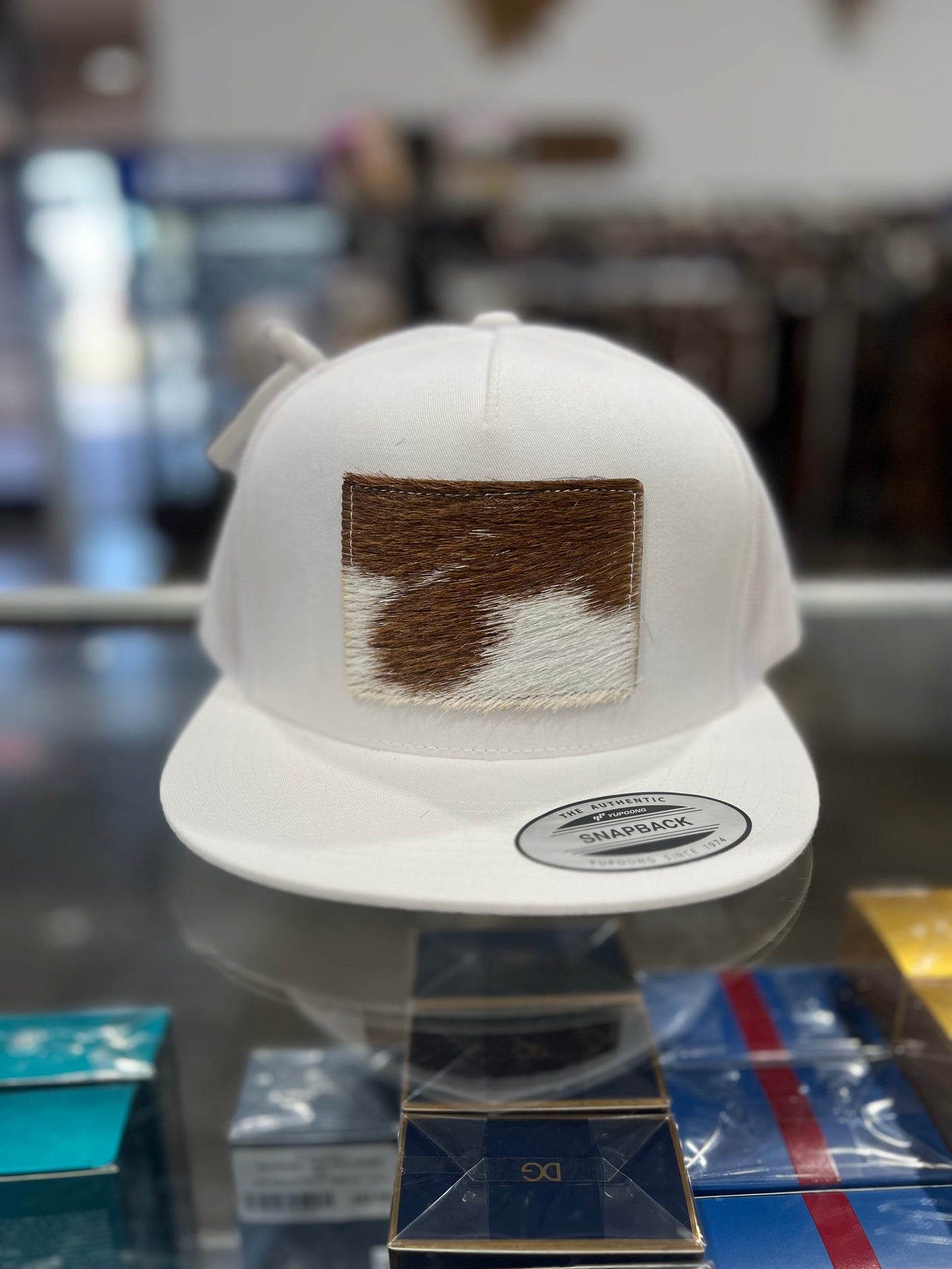 *NEW Cowhide Patch Caps