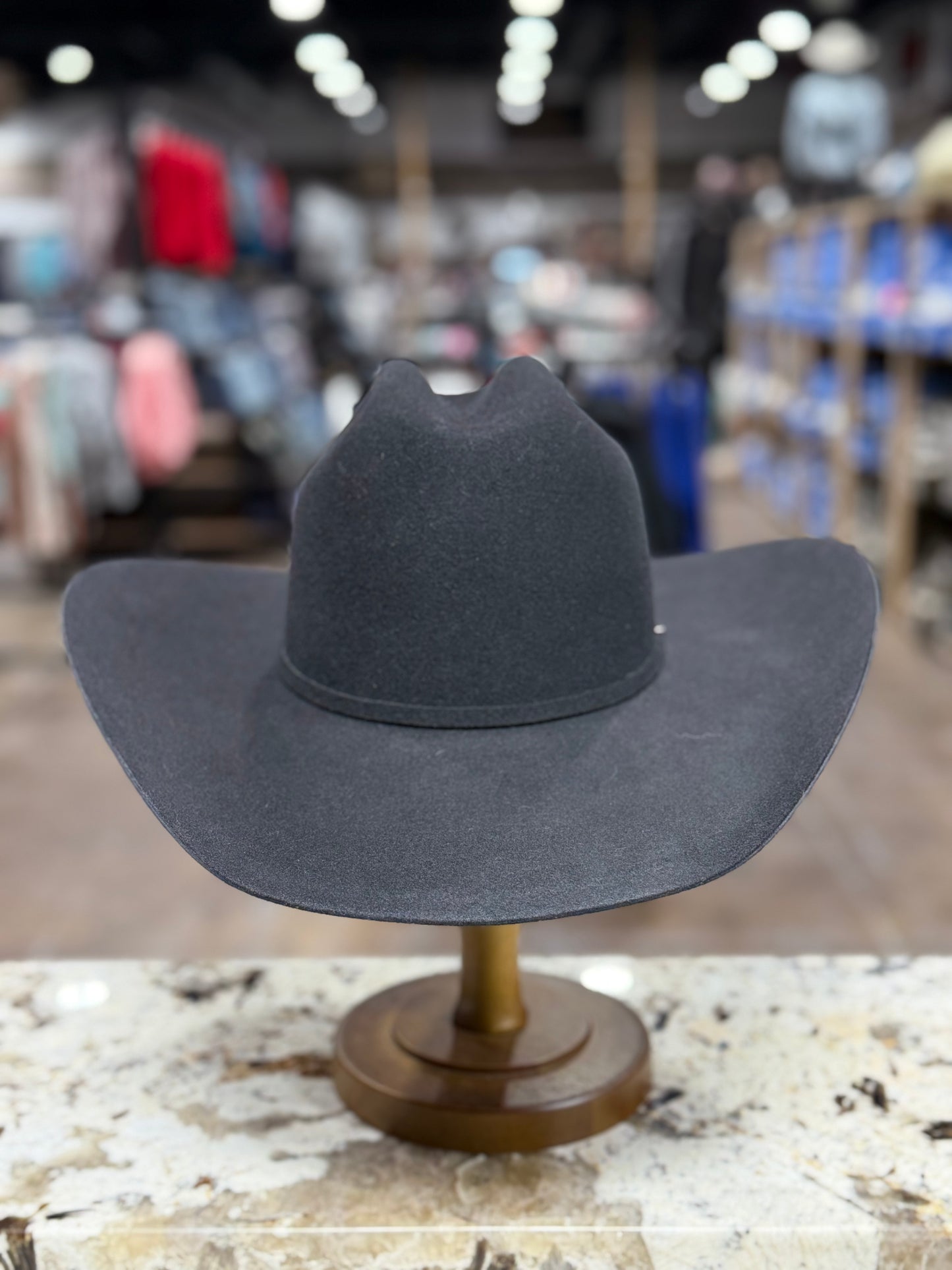 RESISTOL FELT 5X BLACK FIVE STAR PRE SHAPE 4 1/4 INCH BRIM