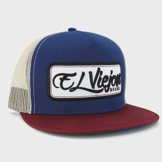 EL VIEJON EVPATCH MAROON/NAVY/TAN FLAT VISOR HAT