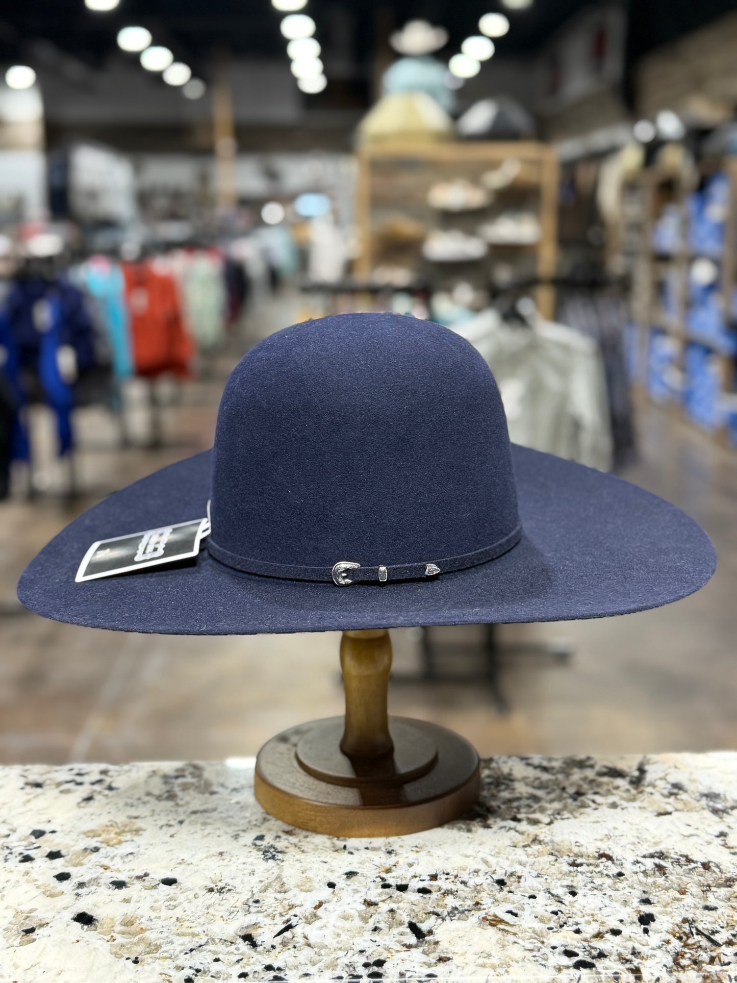 RODEO KING FELT 7X NAVY OPEN CROWN 4 7/8 INCH BRIM